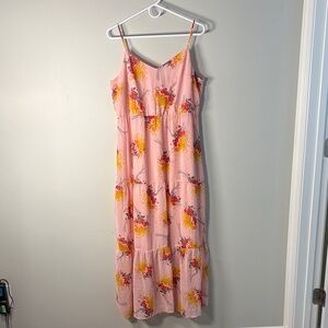 J. Crew Pink Floral Tiered Maxi Dress